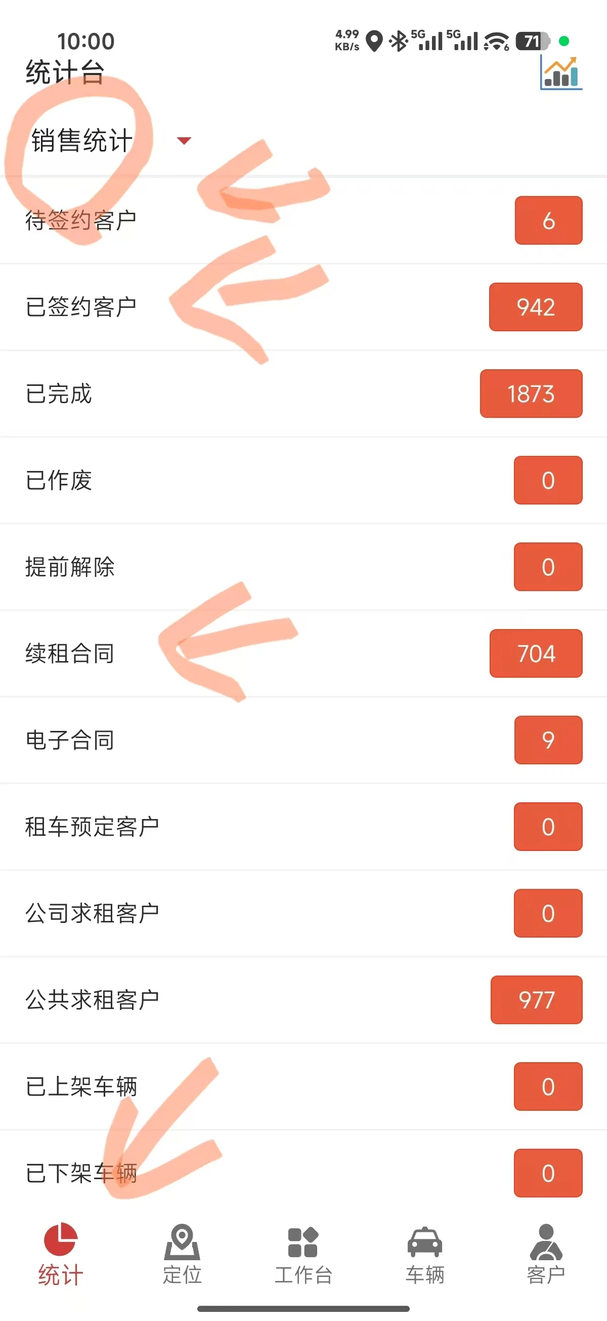 可以通过app（或嘀友管车小程序）进入底部标签“统计”